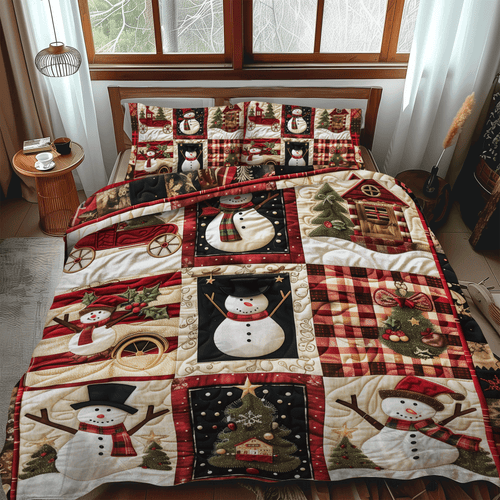 Snowmen Delight 3-Piece 3-Piece Quilted Bedding Set NCU0DV205
