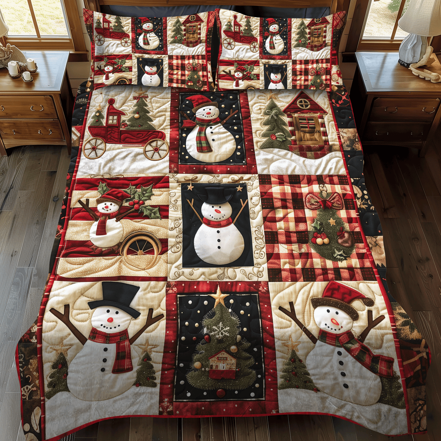 Snowmen Delight 3-Piece 3-Piece Quilted Bedding Set NCU0DV205