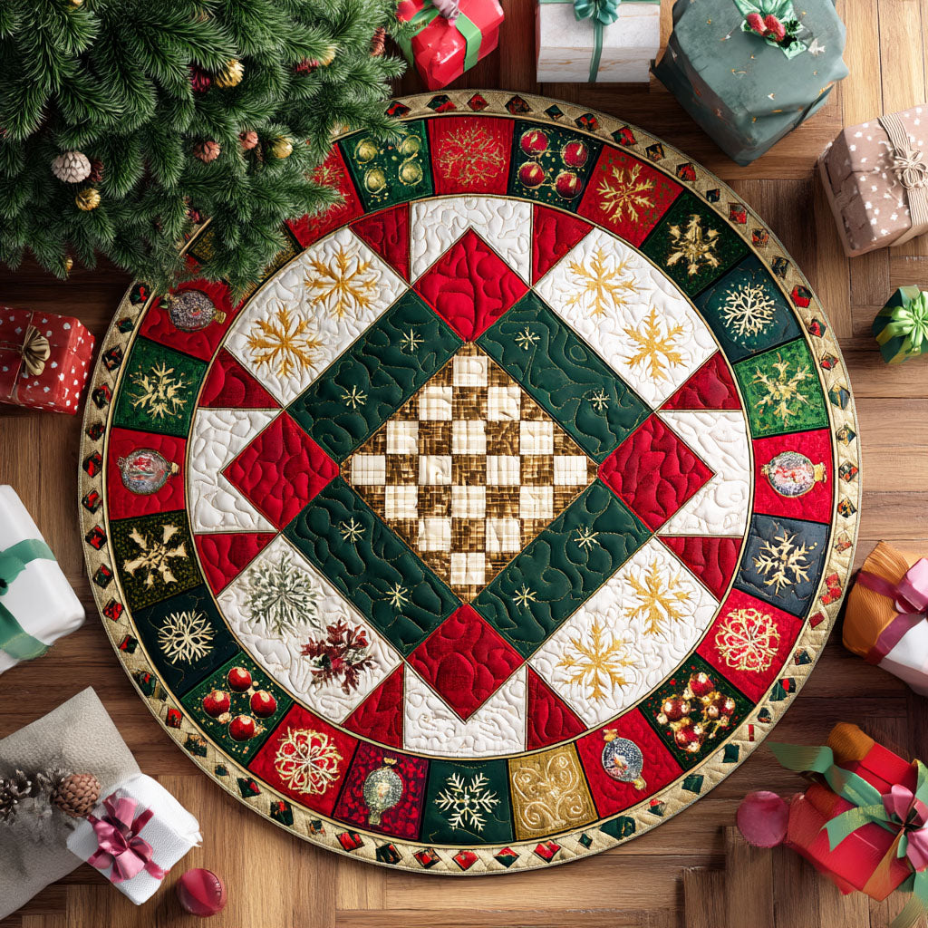 Snowy Eve Quilted Round Mat NCU0TD336