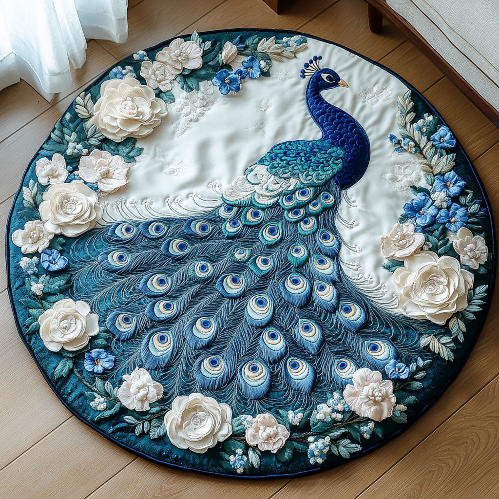 Snowy Grace Quilted Round Mat NCU0NT4891