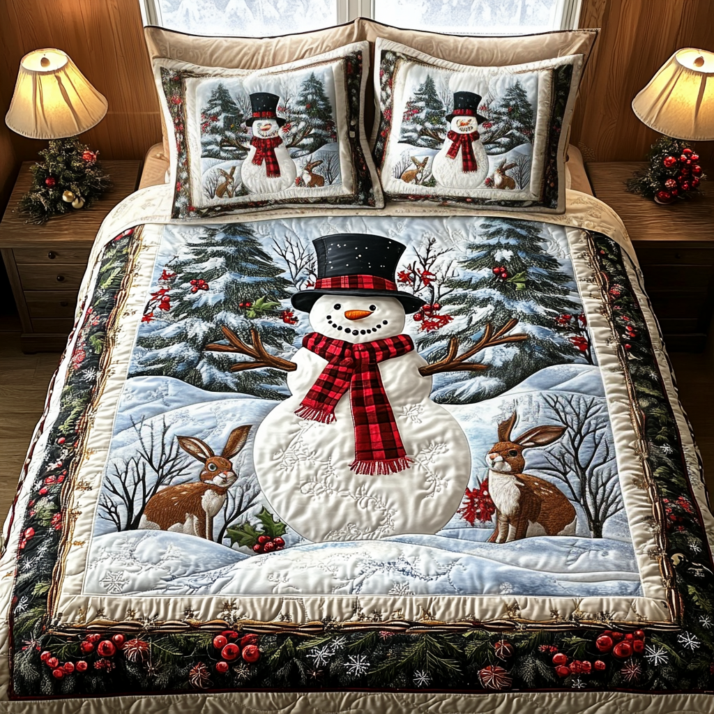 Snowy Magic 3-Piece Quilted Bedding Set NCU0DV1767