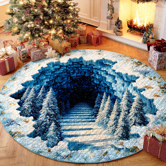 Snowy Pathway Quilted Round Mat NCU0TD808