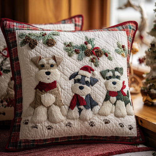 Snowy Schnauzer Quilted Pillow Case NCU0DV7944