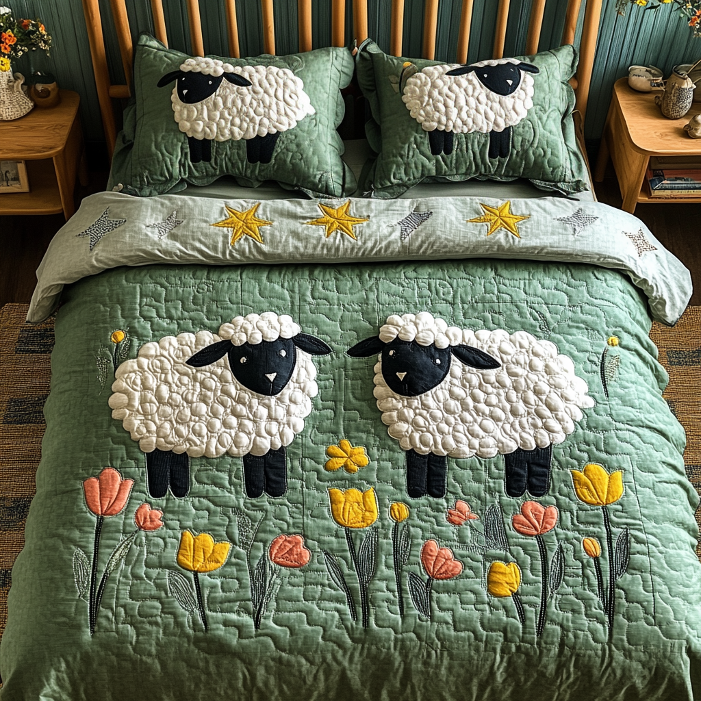 Cottage Meadow 3-Piece Quited Bedding Set NCU0NNT856
