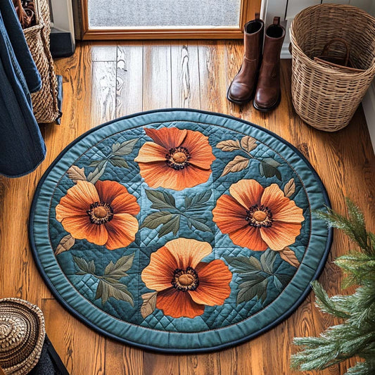 Soft Poppy Whispers Quilted Round Mat NCU0XD134