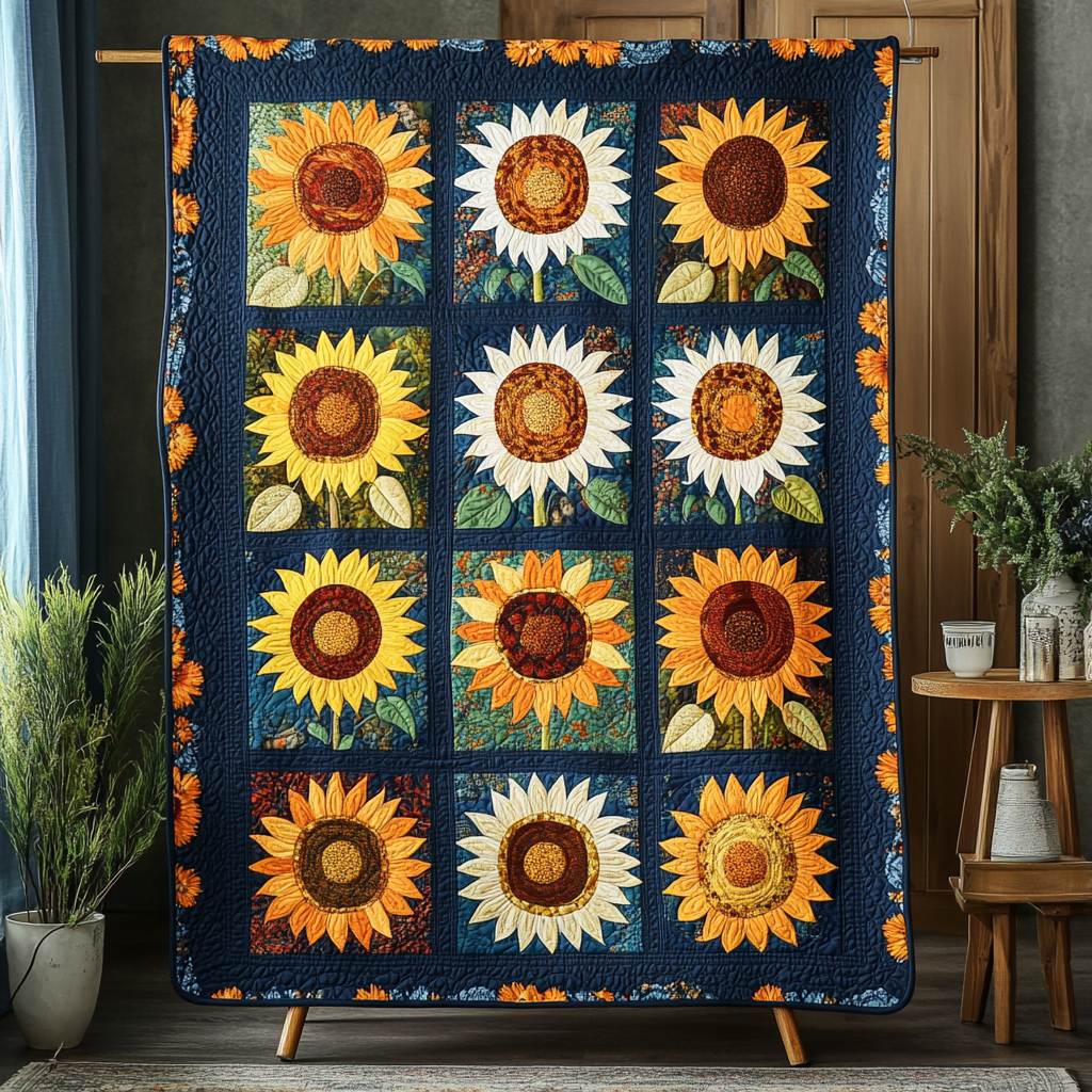 Radiant Solar Bloom Quilted Blanket NCU0DQQ0600
