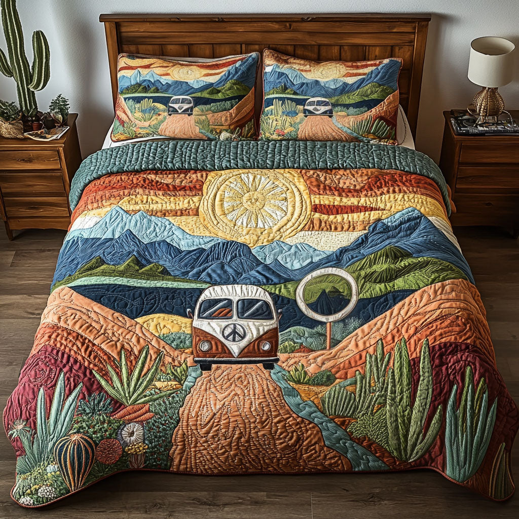 Sunset Campfire Escape 3-Piece Quilted Bedding Set GFTOHD7006 main image 1