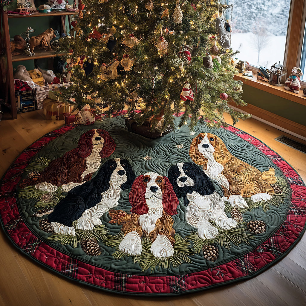 Spaniel Christmas Magic Christmas Quilted Tree Skirt NCU0DV8193