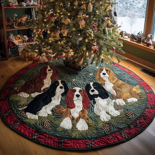 Spaniel Christmas Magic Christmas Quilted Tree Skirt NCU0DV8193