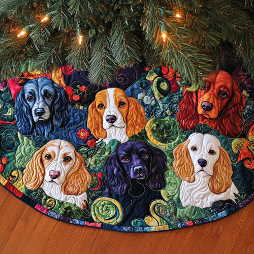 Spaniel Splendor Quilted Christmas Tree Skirt NCU0PT2076