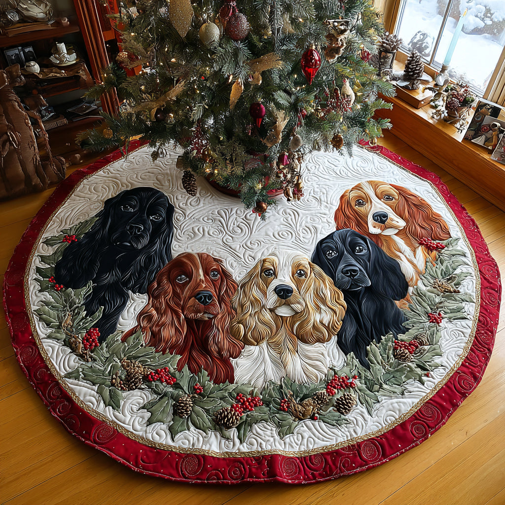 Spaniel by the Fire Christmas Quilted Tree Skirt NCU0DV8204