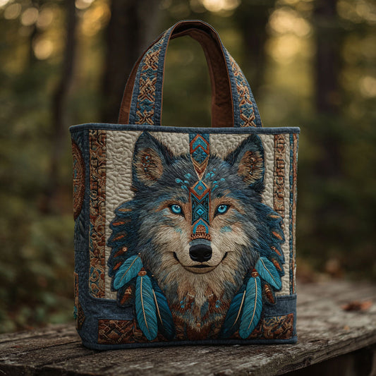 Spirit Wolf Quilted Tote Bag NCU0TV153