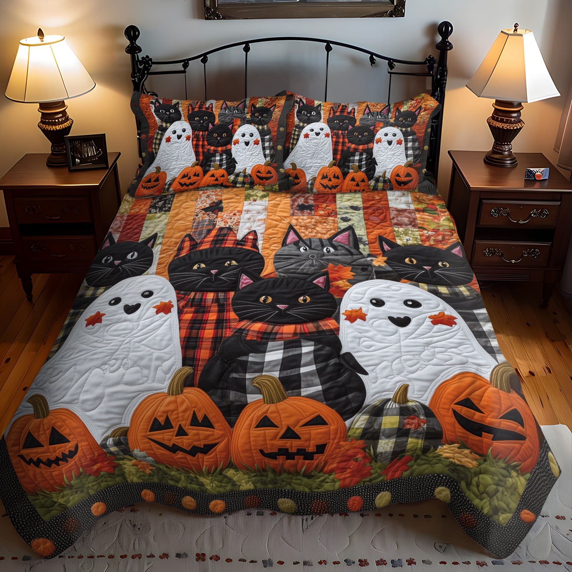 Festive Atmosphere Scarecrow 3-Piece Quilted Bedding Set NCU0PD708