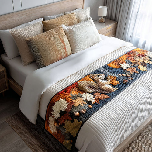 Squirrel in the Grove Quilted Bed Runner NCU0PT7942