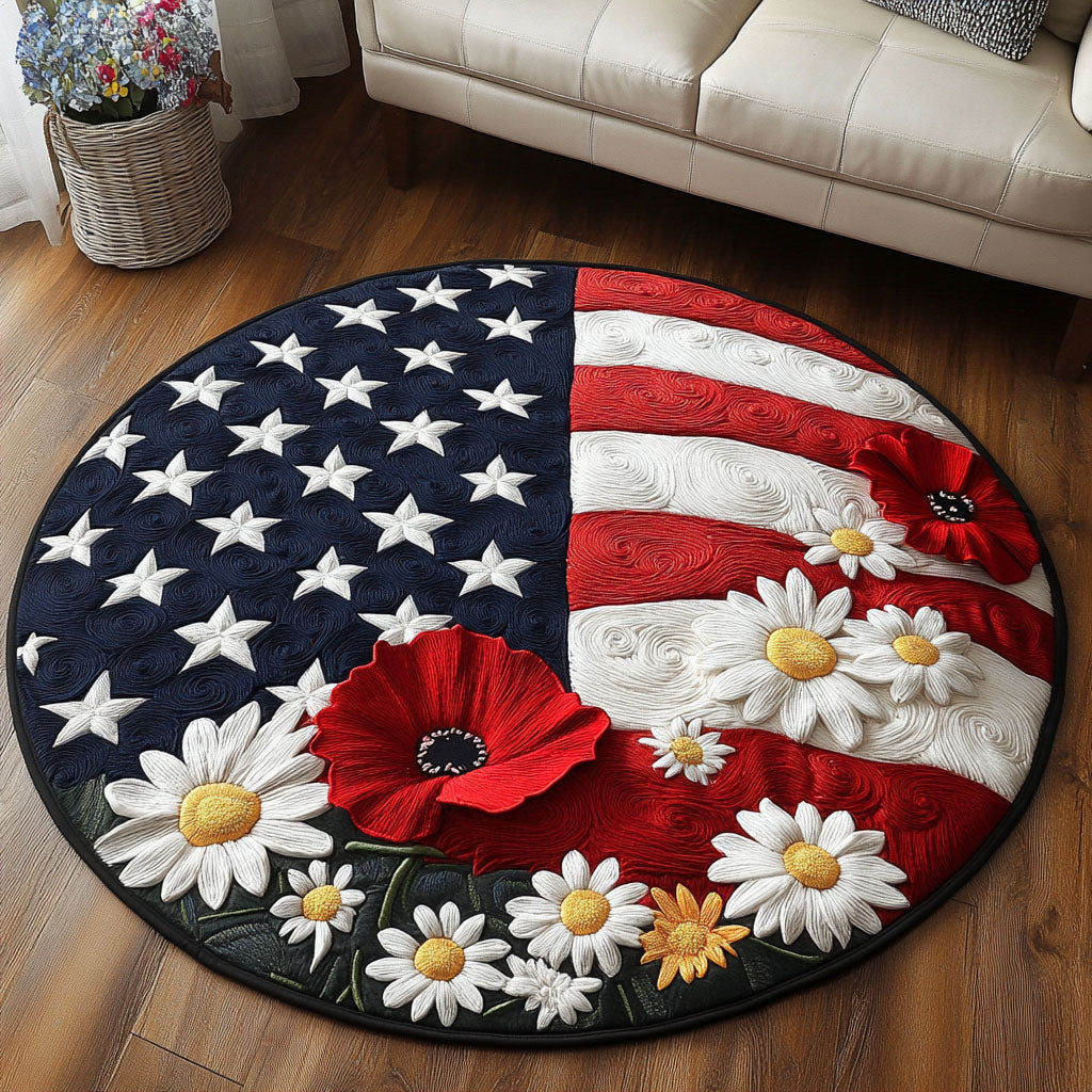 Star Spangled Flowers Quilted Round Mat NCU0NT6607