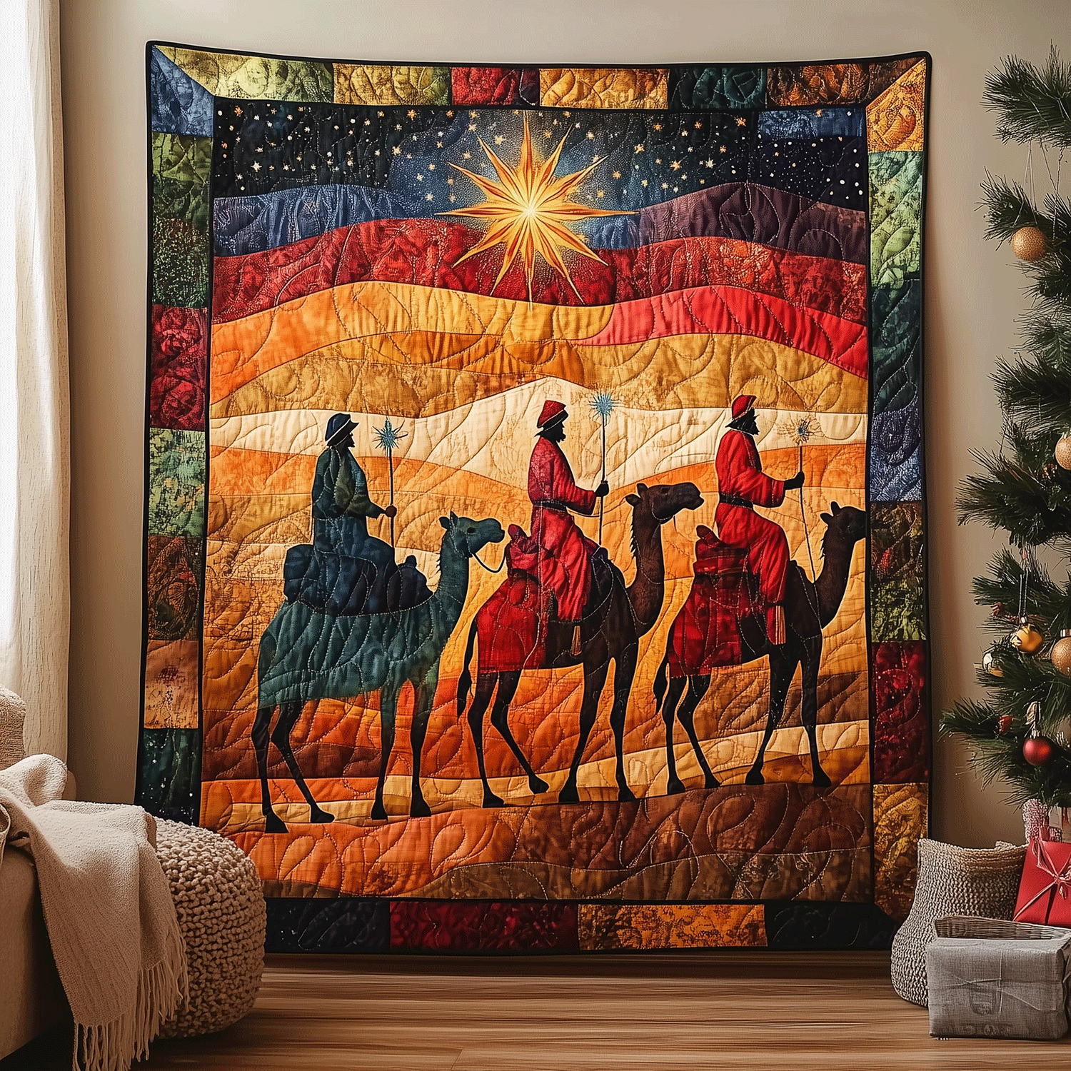Bethlehem Star Quilted Table Topper NCU0TH3359