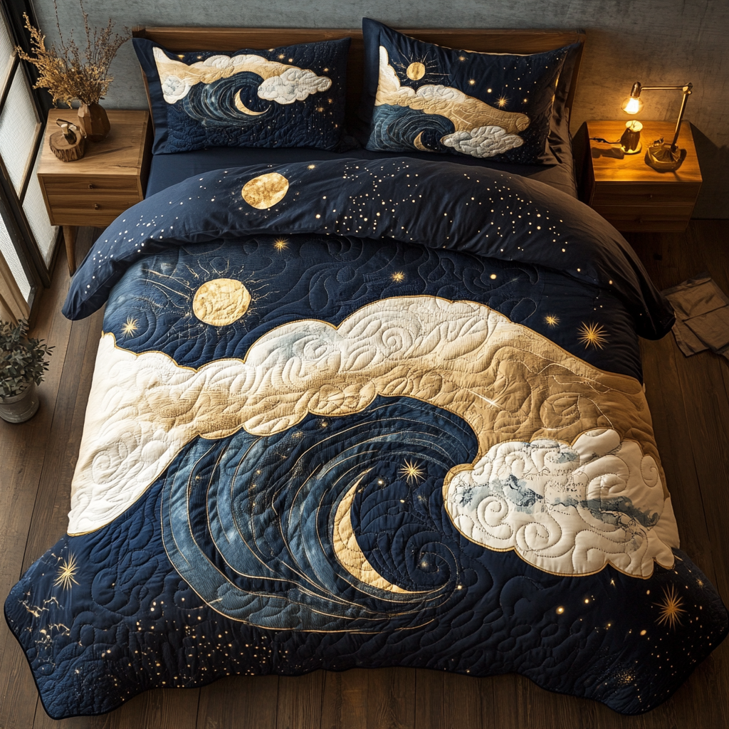 Starry Yorkie 3-Piece Quilted Bedding Set NCU0NT022