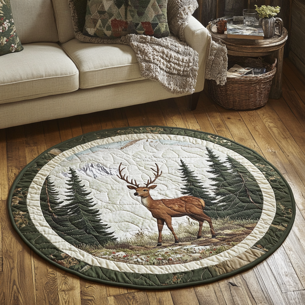 Starlit Stag Quilted Round Mat NCU0DK5718