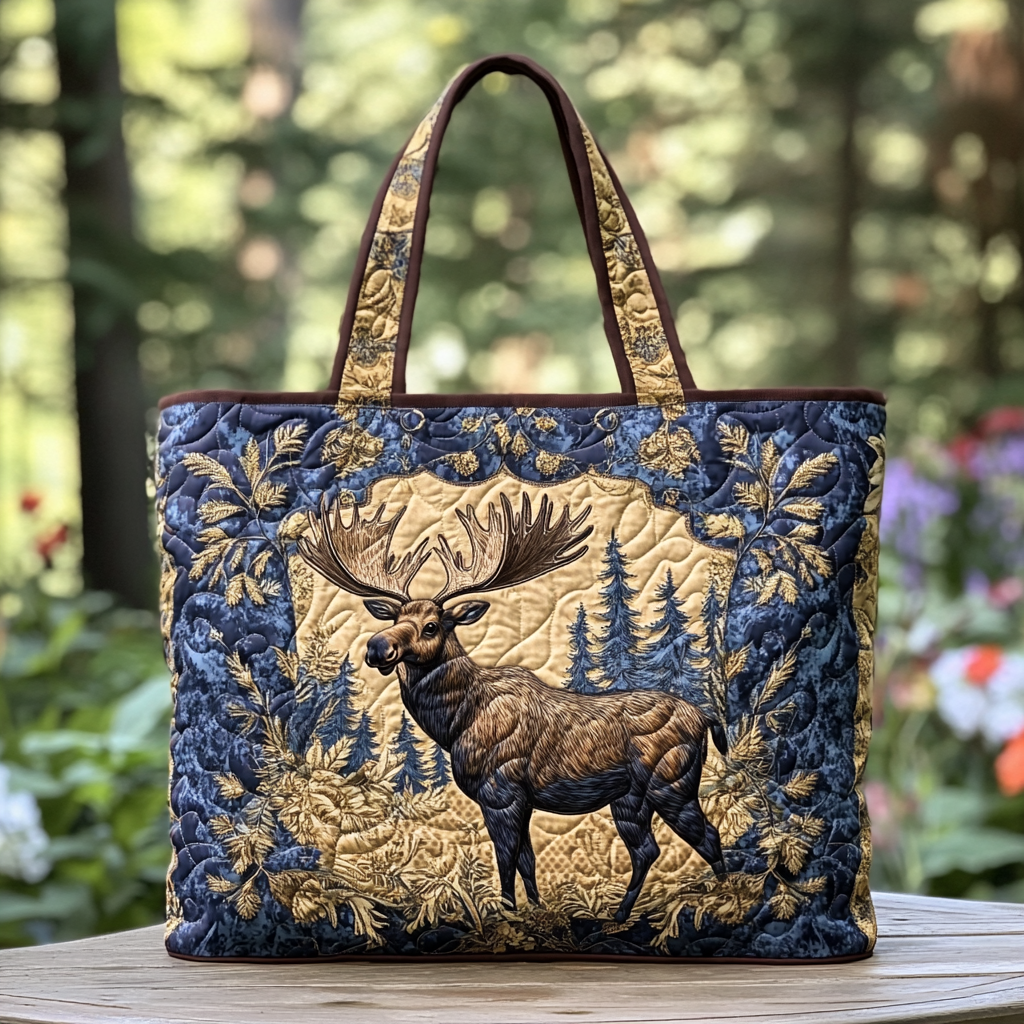 Starry Moose Quilted Tote Bag NCU0DK9788