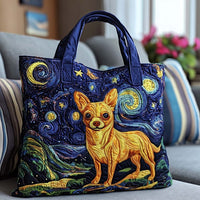Starry Night Chihuahua Quilted Tote Bag NCU0NT8798