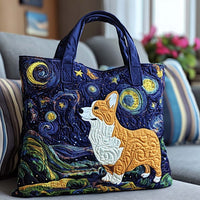 Starry Night Corgi Quilted Tote Bag NCU0NT8798