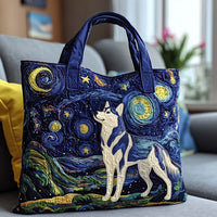 Starry Night Husky Quilted Tote Bag NCU0NT8798