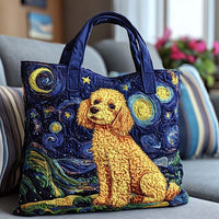 Starry Night Poodle Quilted Tote Bag NCU0NT8798