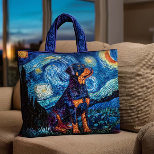 Starry Night Rottie Quilted Tote Bag NCU0NT9104