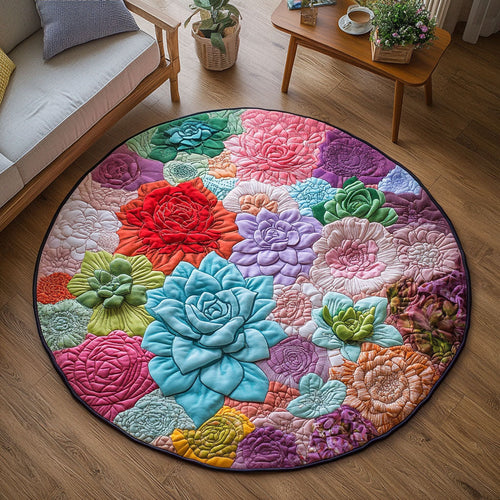 Succulent Sanctuary Quilted Round Mat NCU0PT4981