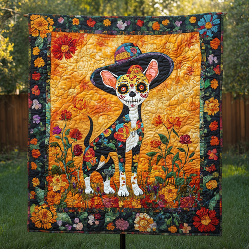 Sugar Skull Pup Quilted Blanket NCU0PT8542