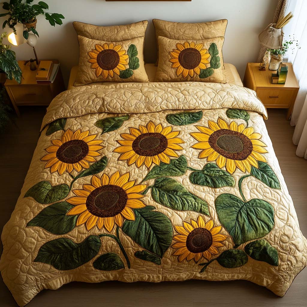 Summer Bloom Harmony 3-Piece Quilted Bedding Set NCU0NT2384
