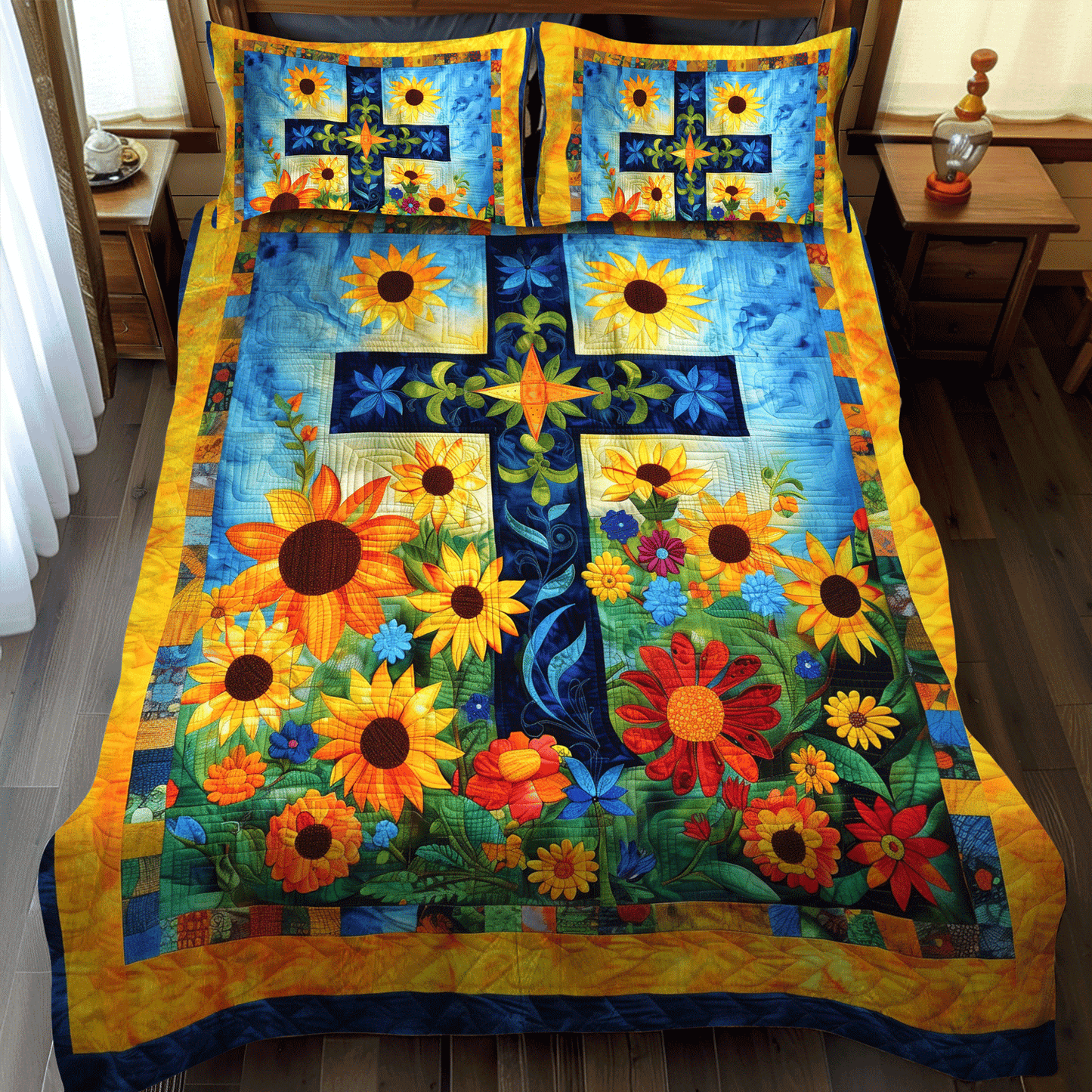 Sunburst Meadow 3-Piece Quilted Bedding Set NCU0TH985