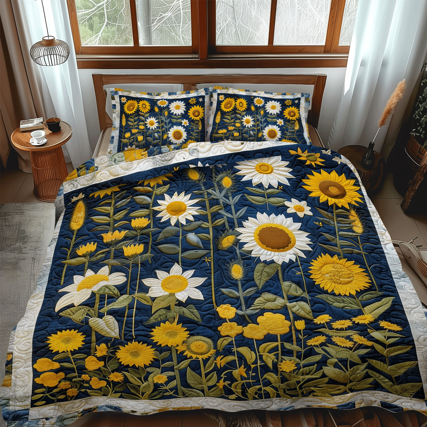 Sunflower Kitten Quilted Blanket NCU0DQQ0813 main image 1