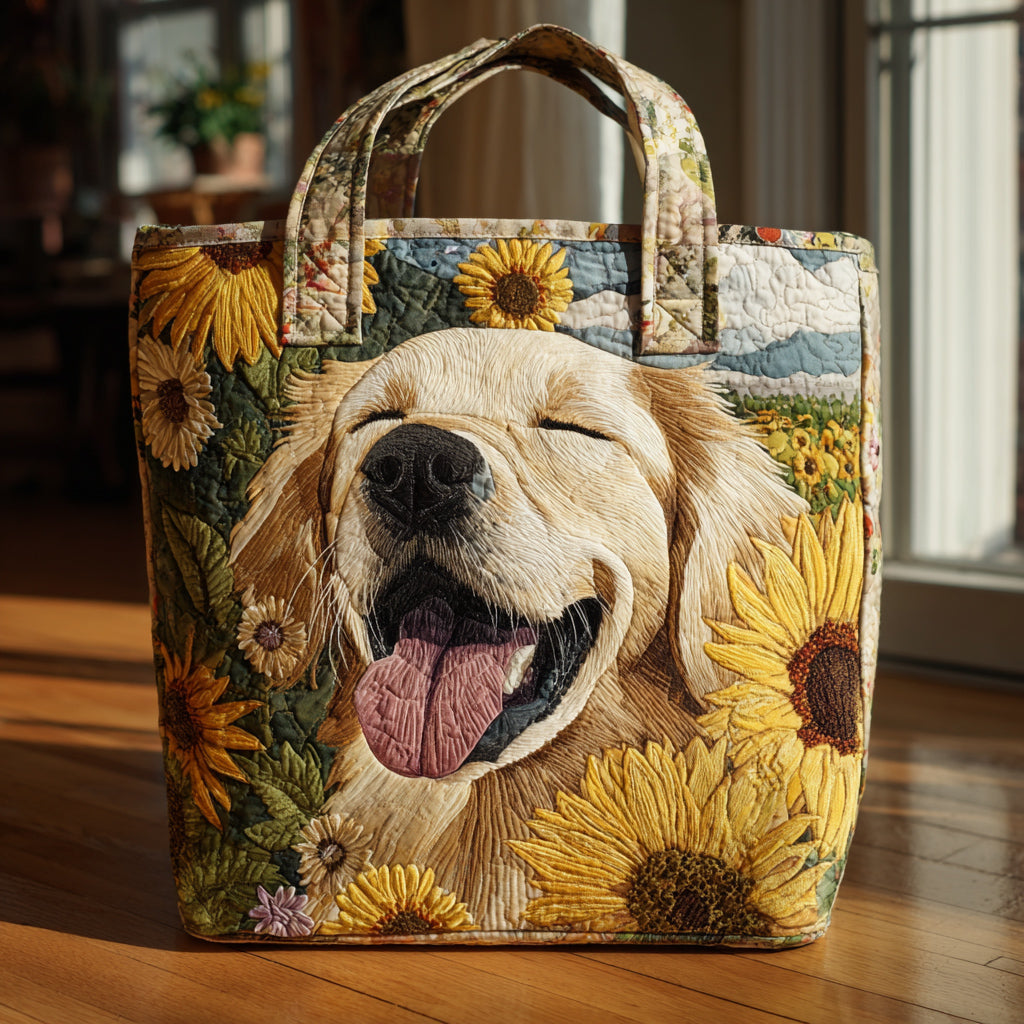 Sunflower Golden Retriever Quilted Tote Bag NCU0HH164