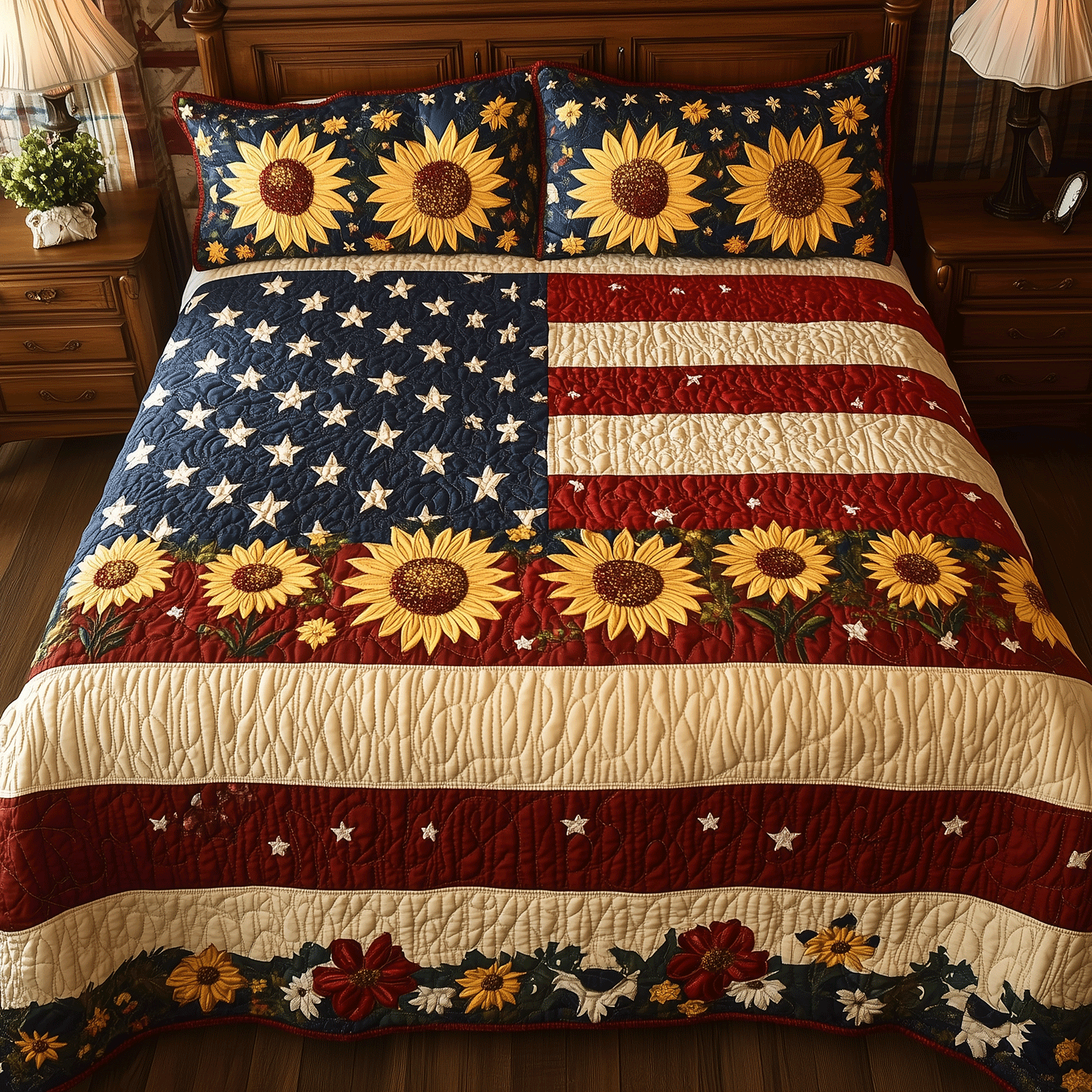 Sunflower Radiance 3-Piece Quilted Bedding Set NCU0TH1006