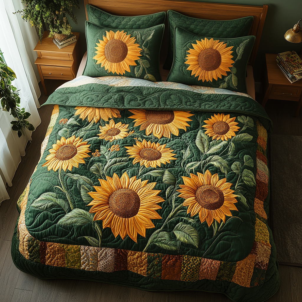 Sunlit Meadow 3-Piece Quilted Bedding Set NCU0DV2045
