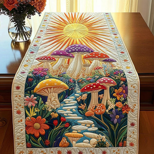 Sunlit Mushrooms Quilted Table Runner NCU0NT3714