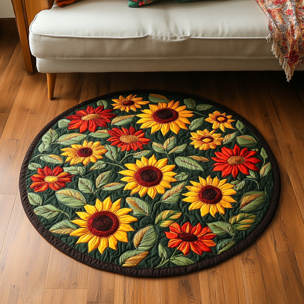 Sunlit Petals Quilted Round Mat NCU0DK5239