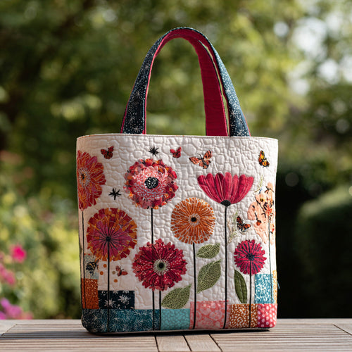Sunlit Petals Quilted Tote Bag NCU0DV7428