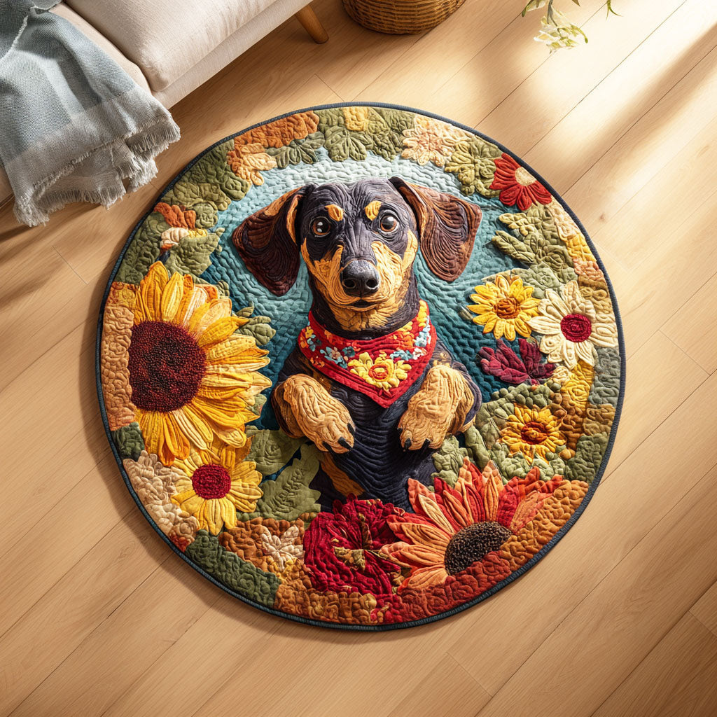 Sunny Dachshund Quilted Round Mat NCU0TD476