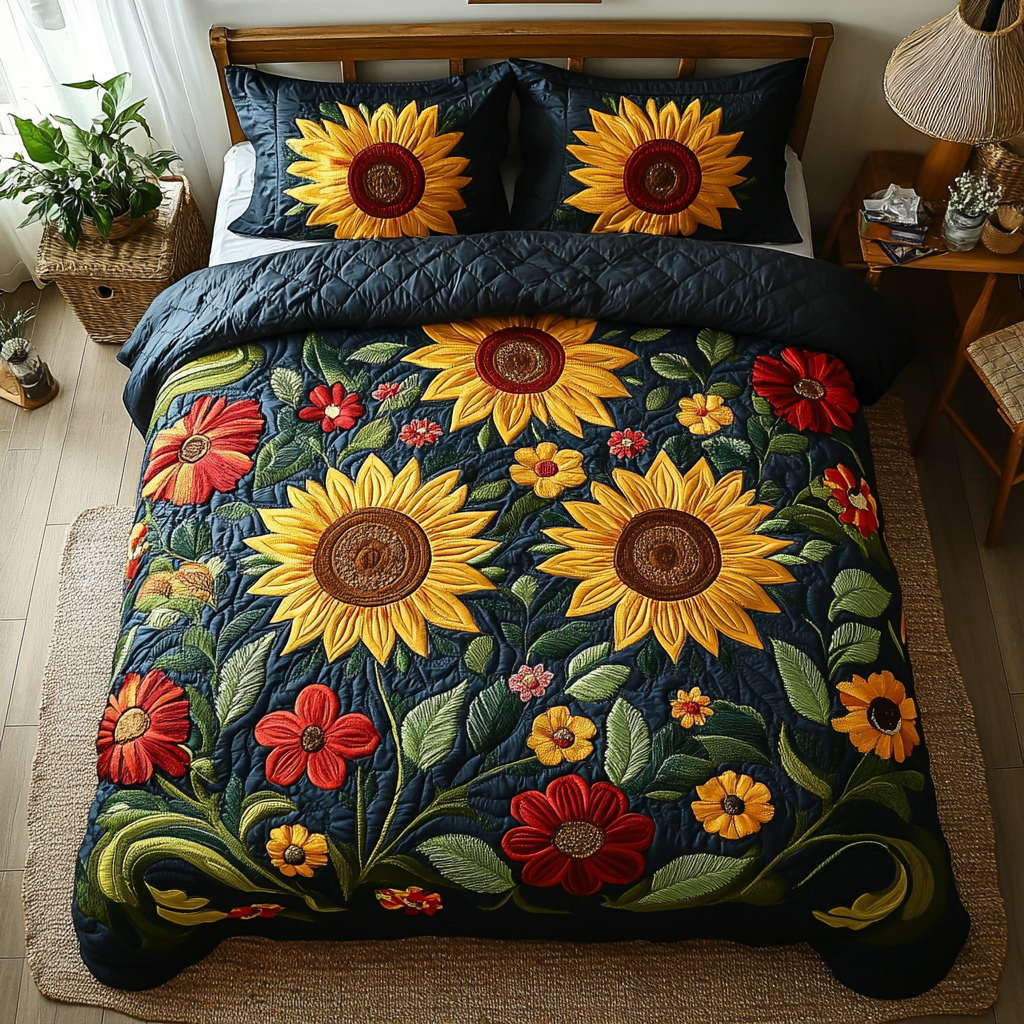 Sunny Fields 3-Piece Quilted Bedding Set NCU0DK3530