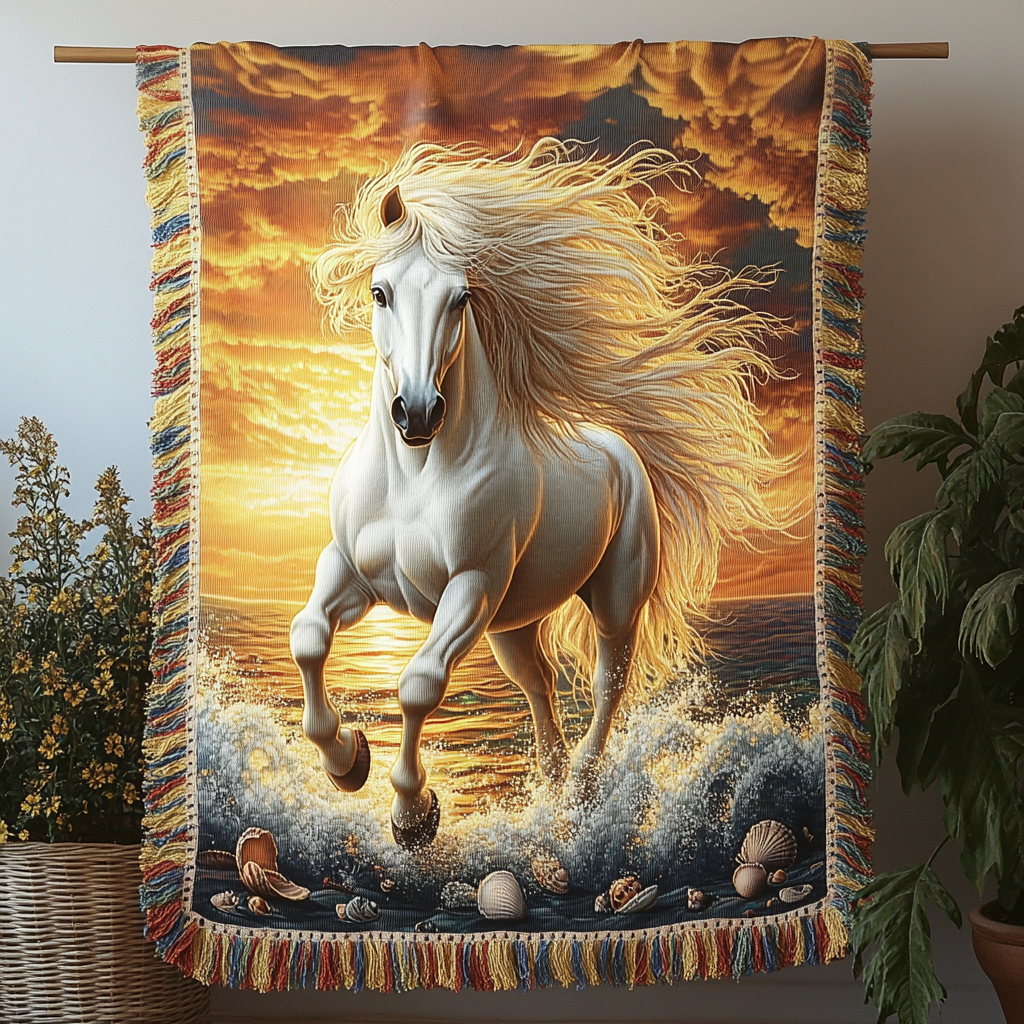 Sunset Stallion Woven Sofa Blanket NCU0DV3891