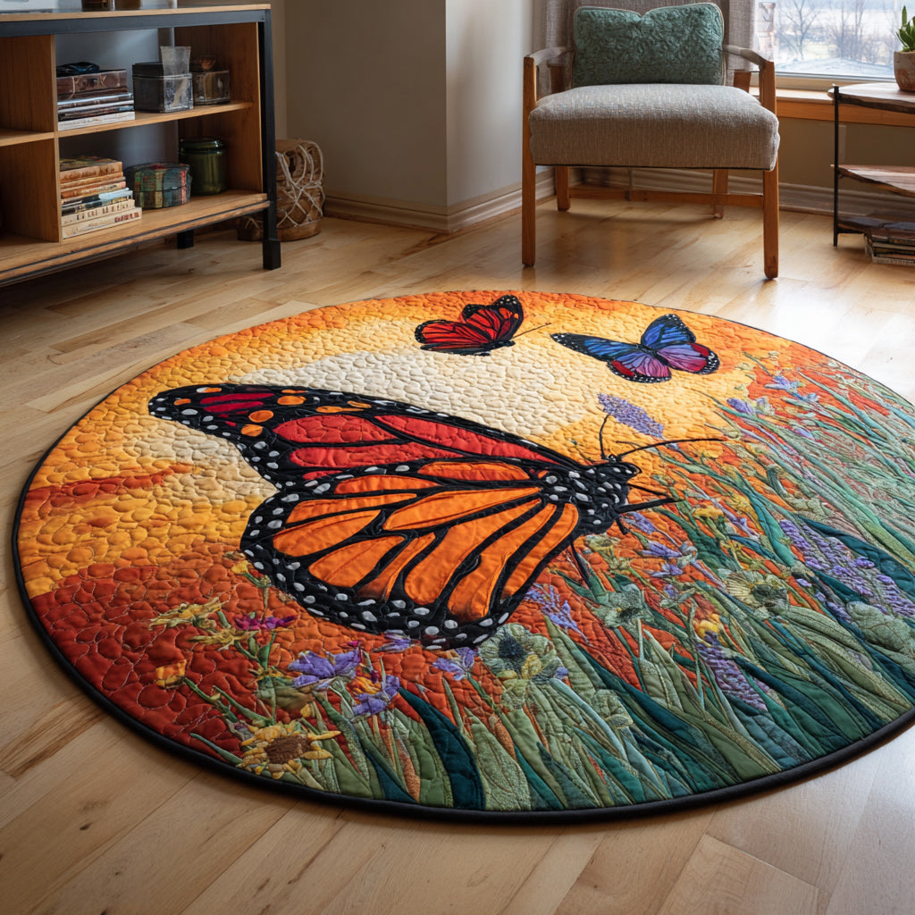 Sunset Butterfly Meadow Quilted Round Mat NCU0HH101