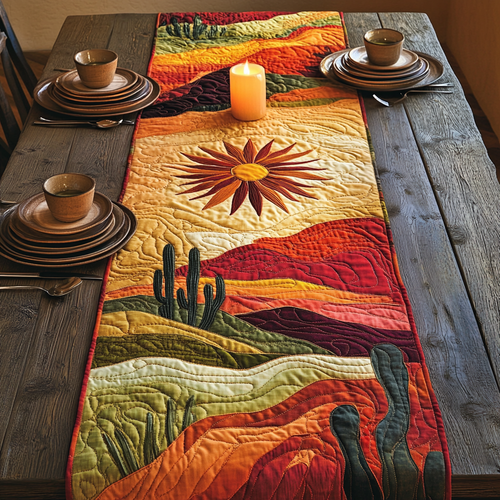 Sunset Cactus Quilted Table Runner NCU0VH3408