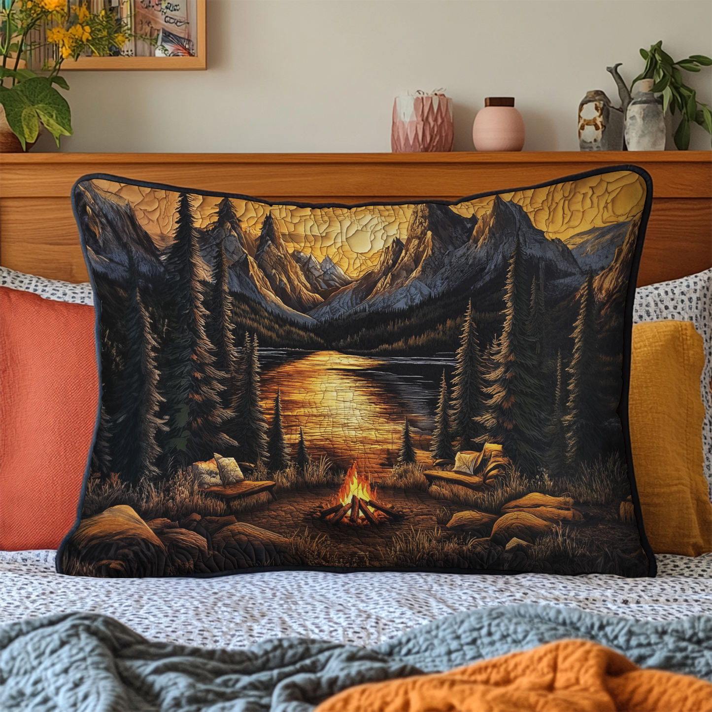 Sunset Camp Quilted Bedding Pillow Case NCU0DK5694