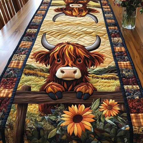 Sunset Cows Quilted Table Runner NCU0NT3992