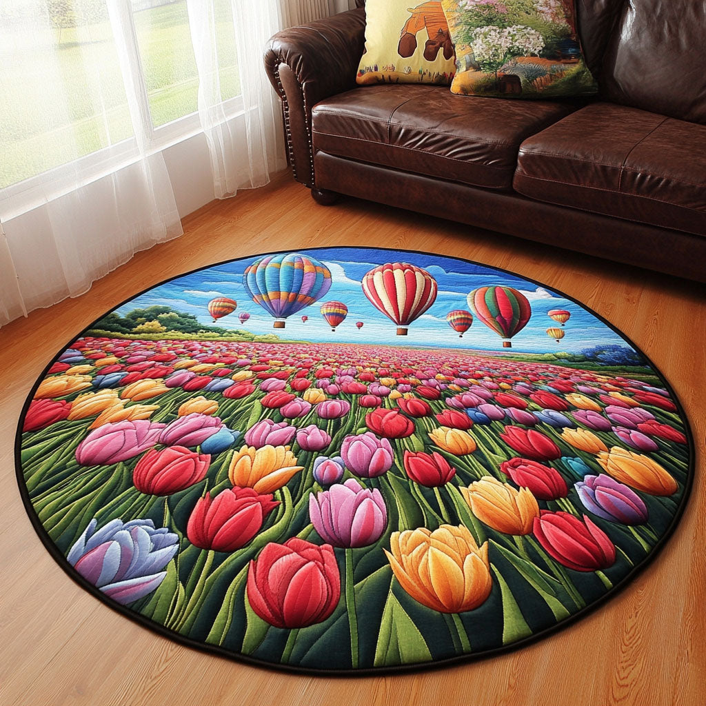 Sunset Tulips Quilted Round Mat NCU0NT6820
