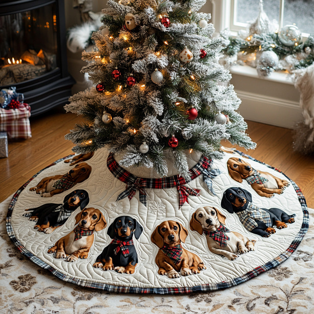 Dachshund Quilted Christmas Tree Skirt NCU0VT273