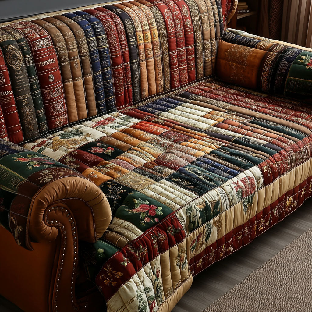 The Bookworms Retreat Quilted Sofa Cover NCU0PT9744