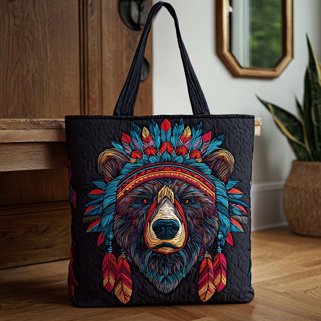 Thunder Bear Quilted Tote Bag NCU0XD352